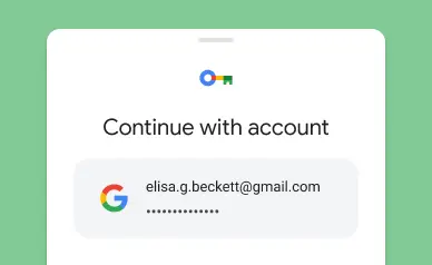 A white screen that says "Continue with account."