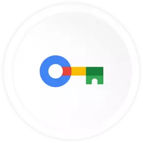 Pintu lemari besi tertutup dengan logo Pengelola Sandi Google di atasnya