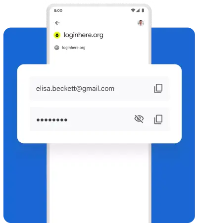 A mobile pop-up shows a secure, encrypted password, represented by black dots.