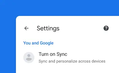 A white screen that "turn on sync."