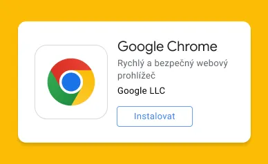 Ikona Google Chrome, pod kterou je instalační tlačítko.