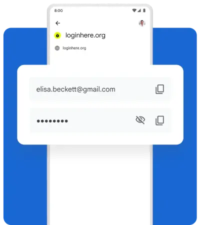 A mobile pop-up shows a secure, encrypted password, represented by black dots.