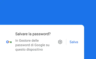 Una schermata bianca che chiede "Salvare la password?".