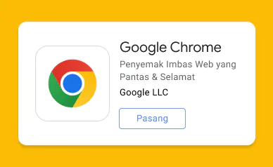 Ikon Google Chrome dengan butang pasang di bawah ikon itu.