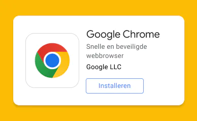 Het Google Chrome-icoon met een installatieknop eronder.