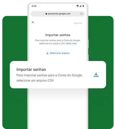 Um pop-up em um dispositivo móvel pergunta ao usuário se ele quer importar senhas.