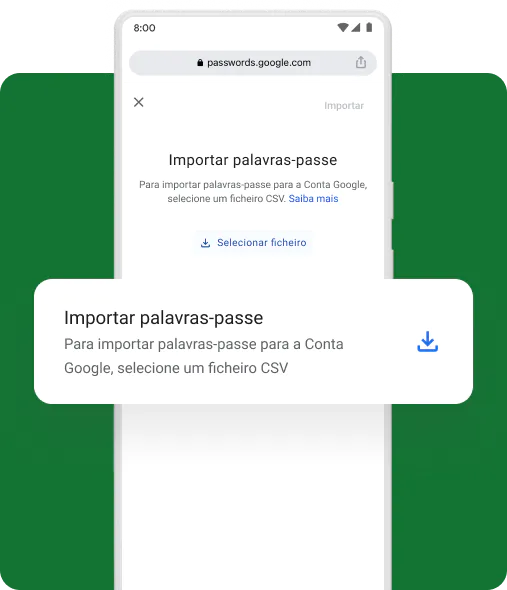 Um pop-up do dispositivo móvel pergunta ao utilizador se quer importar palavras-passe.