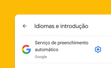 Um ecrã branco que diz "Preenchimento automático com o Google".